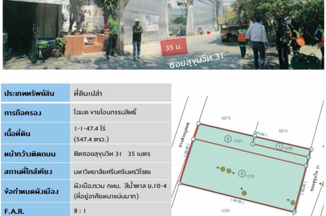 ขายที่ดินทำเลทอง กลางอโศก