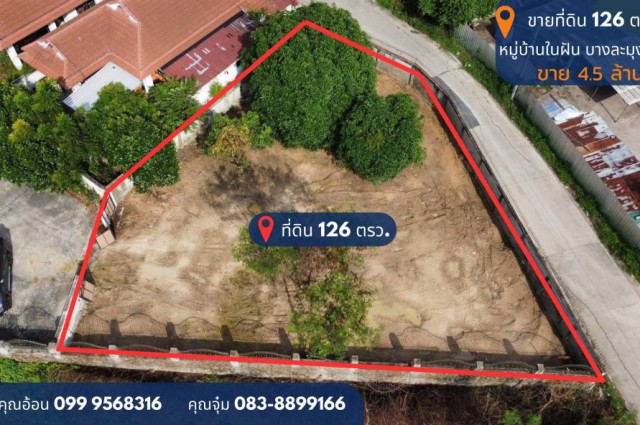 ขายที่ดิน 126 ตรว. หมู่บ้านในฝัน บรรยากาศดีอยู่สุดซอย เหมาะสร้างบ้าน บางละมุง ชลบุรี