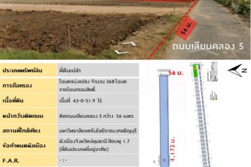 เจ้าของที่ดินขายเอง (ยินดีรับนายหน้า) ขายที่ดินเปล่า 43-0-51.9 ไร่ ถ.กาญจนาภิเษก-รังสิตคลอง5