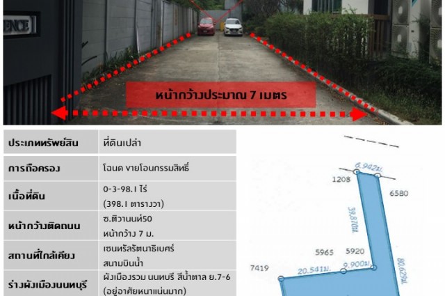 ขายที่ดินทำเลดีซอยติวานนท์ 50 