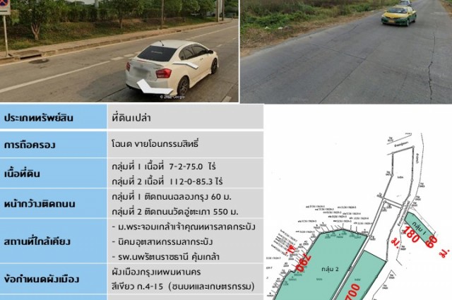 ที่ดินถ.ฉลองกรุง ราคาไม่แพง ขนาด 7-2-75 ไร่