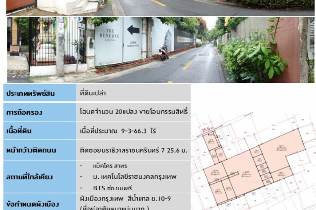 เจ้าของที่ดินขายเอง (ยินดีรับนายหน้า) ขายที่ดินเปล่า 9-3-60 ไร่ ซ.นราธิวาสราชนครินทร์7
