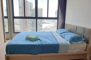 ให้เช่าคอนโดIDEO O2 28 ตร.ม. ตึกC ชั้น25 ห้องมุม วิวไบเทค ตกแต่งครบ ใกล้BTS บางนา ,Bangkok Mall